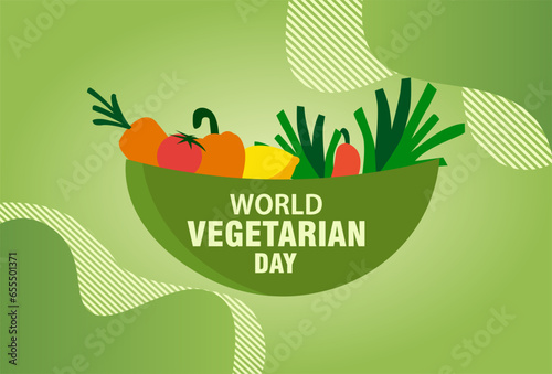 Vector graphic illustration of Celebrating World Vegetarian Day. Design for web, banners, backgrounds, wallpapers, posters, flyers, presentations, etc.