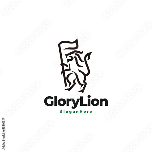 lion modern line logo vector