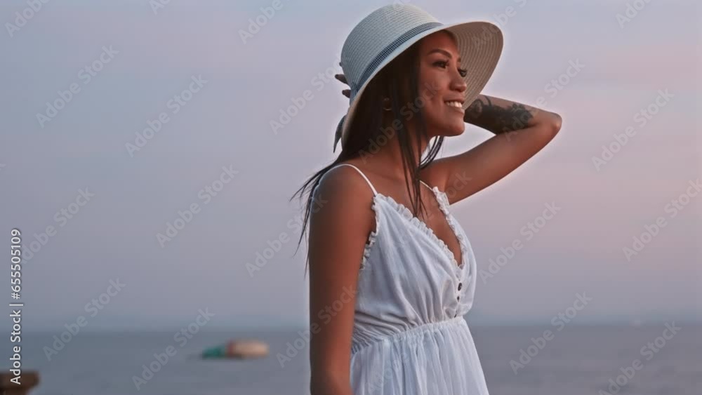 Woman Admires The Sunset From Koh Chang Pier Woman Admires The Sunset From Koh Chang Pier