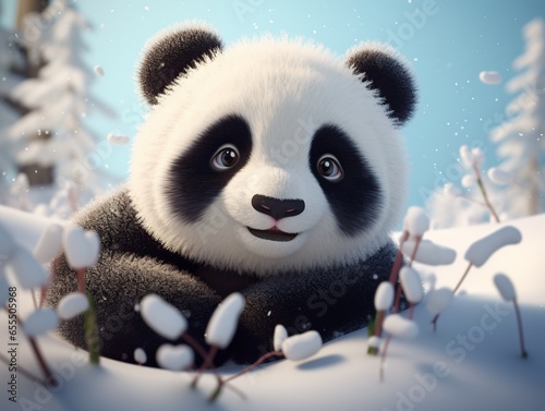 panda in the snow