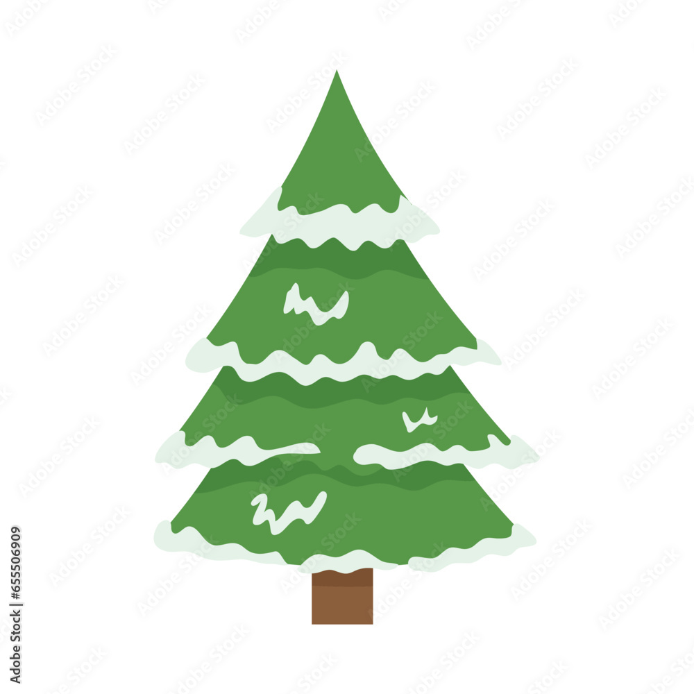 Obraz premium christmas tree with snow illustration