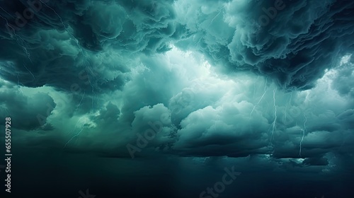 Teal Storm: Dramatic Sky with Dark Thunderclouds 