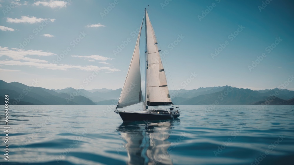 Naklejka premium sailboat on the sea 