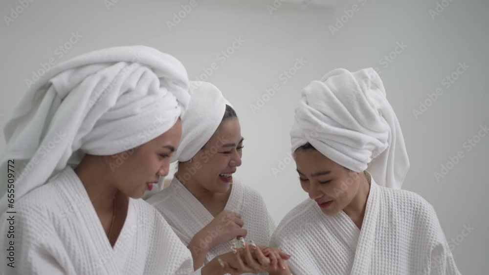 Pretty women spend time at resort and spa hotel. Pretty women spend time at resort and spa hotel.