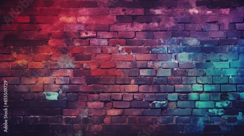 Horror-Themed Cracked Brick Wall in Magenta and Red 