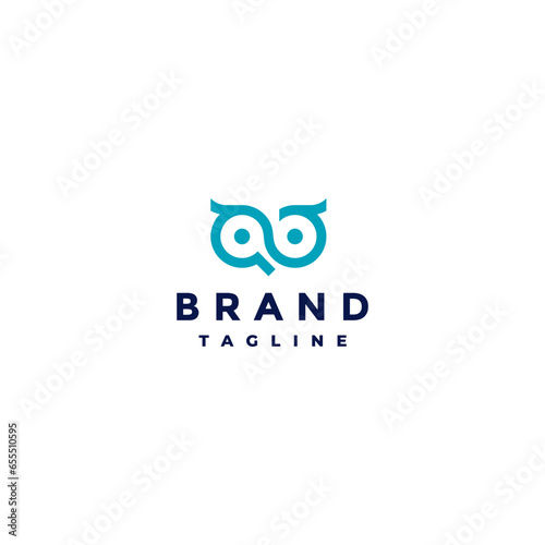 Simple Owl Loop Eye Logo. Simple Owls Eye Forming Infinity Symbol Design.