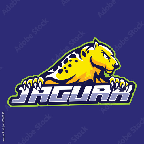 Jaguar animal logo design template. Esport jaguar logo vector illustration