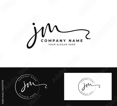 JM J M initial letter handwriting and signature logo