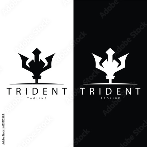 Trident Weapon Logo, Vector Spear of King Poseidon Neptune, Symbol Template Design