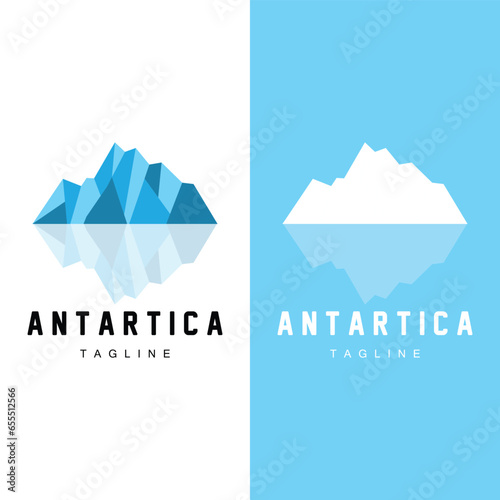 Iceberg Logo, Antarctica Logo Design, Simple Nature Landscape Vector Illustration Template