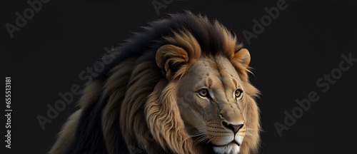 A lion on plain black background from Generative AI