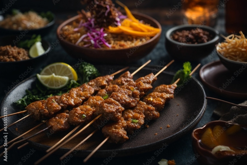 Satay with peanut sauce Satay with peanut sauce