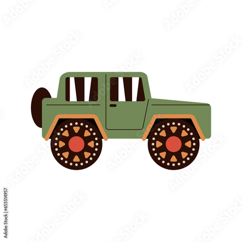 Car for travel and adventure on white background. Hiking clipart. Flat vector illustration.