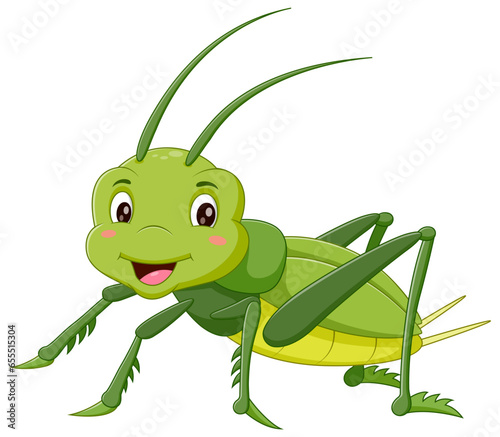 Cartoon happy grasshoper. Vector illustration photo