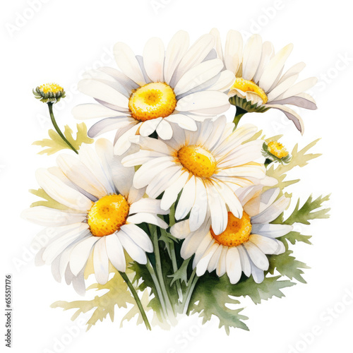 Watercolor illustration of Daisies