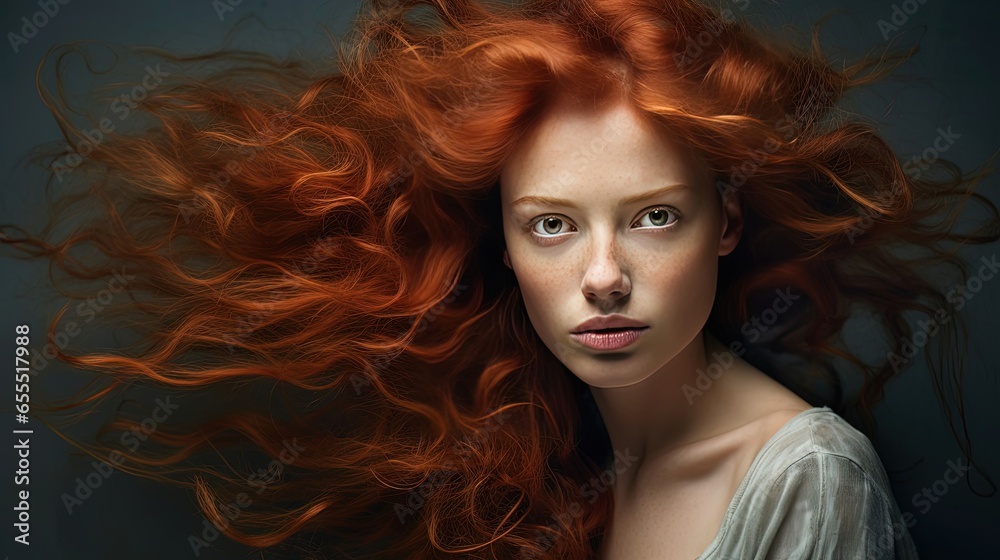 Redhair Woman with Messy Hair