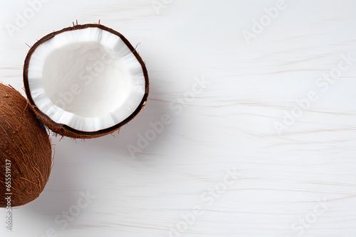 白いテーブルに乗ったココナッツ photo