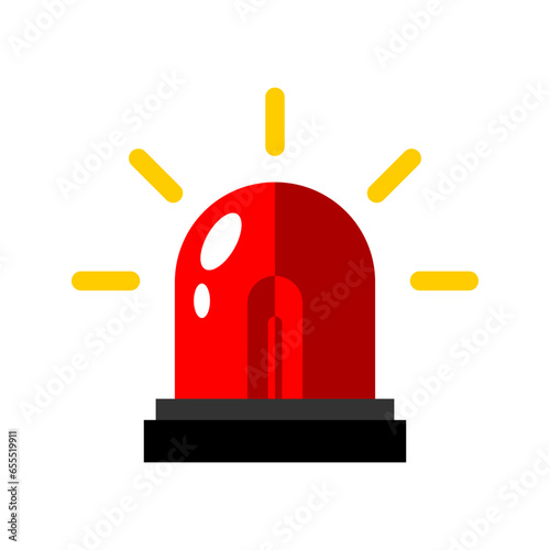 Red alarm siren emergency fighing light icon flat vector design