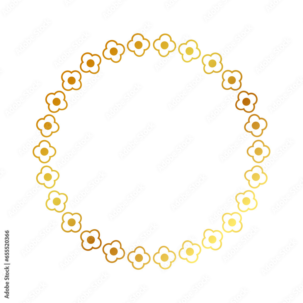 frame gold golden flower circle, simple vector isolated on white frame gold golden flower circle, simple vector isolated on white