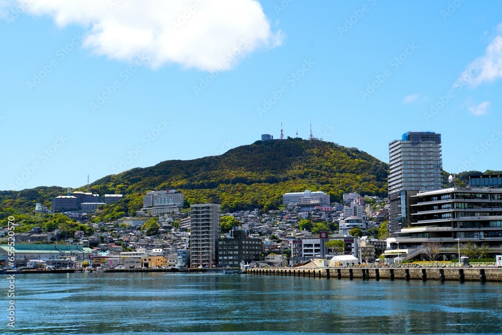 Obraz premium View of Nagasaki City harbour, Nagasaki, Japan