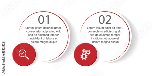 Minimal Business Infographic Template. Timeline with 2 steps, options and marketing icons. Vector linear infographic with Two connected elements. Can be used for presentations in your business.