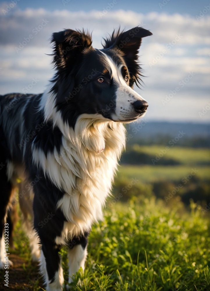 You could see from the black and white border collie's look that he understood everything, photography in soft light