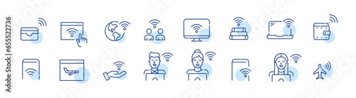 Wi-fi and internet of things icons set. Pixel perfect, editable stroke