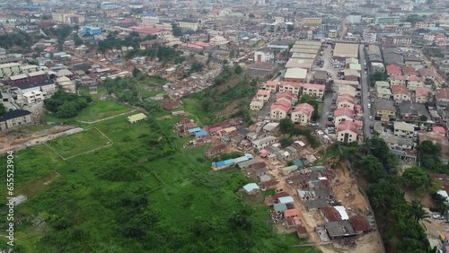 Aeriel shot of A swampy landlocked urban settlement photo