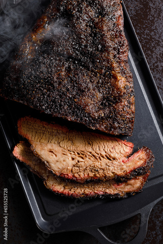 a slow cooked beef brisket on the plate