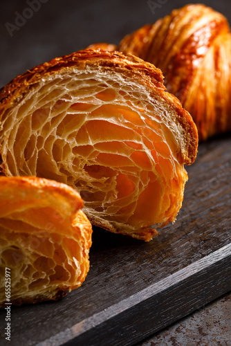 close up of a croissant
