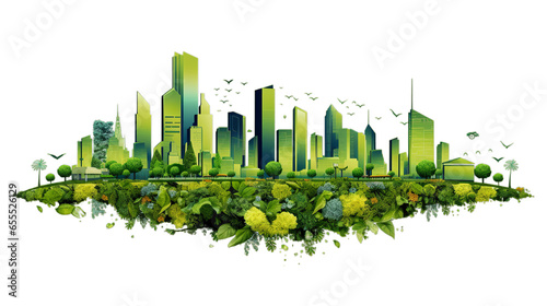 ESG, green energy, sustainable industry. Environmental friendly concept, transparent background