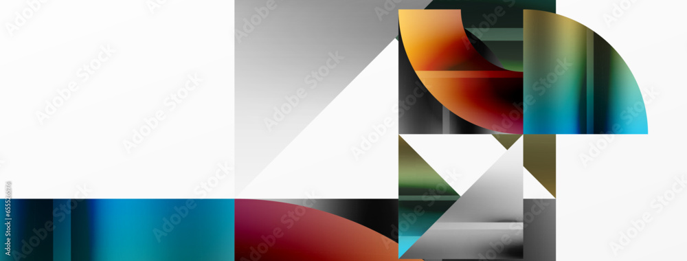 Minimalistic elegance shines through in this metallic background, showcasing composition of circles and triangles, creating geometric masterpiece Minimalistic elegance shines through in this metallic background, showcasing composition of circles and triangles, creating geometric masterpiece