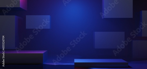 futuristic gaming esports background abstract wallpaper, cyberpunk style scifi game, stage concert scene in pedestal display room, led neon glow light, 3d illustration rendering