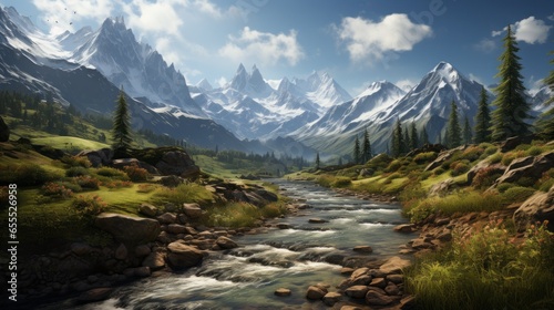 Marvels of Nature: Majestic Peaks, Serene Lakes, and Enchanting Landscapes in Alpine Wonderland, generative AI