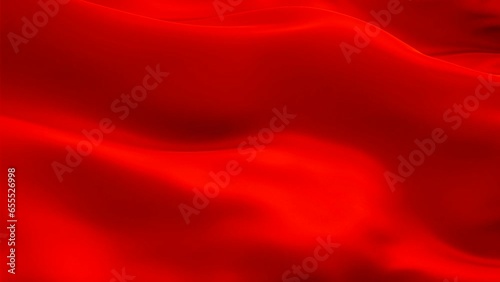 Silk Flag Animation of Scarlet color background video waving in wind. Realistic Red Flag background. Scarlet color Flag Looping Closeup 1080p Full HD footage. Scarlet Satin flag
