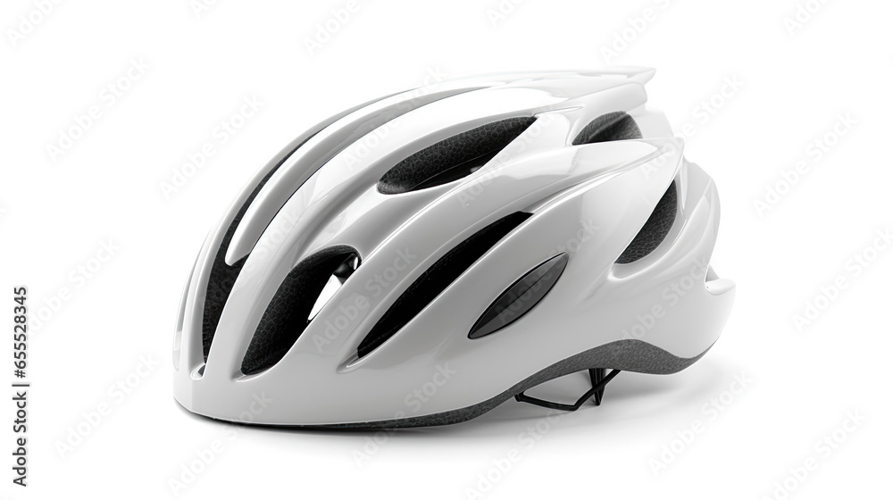 a white bicycle helmet isolated on white background. safety helmet. Generative Ai