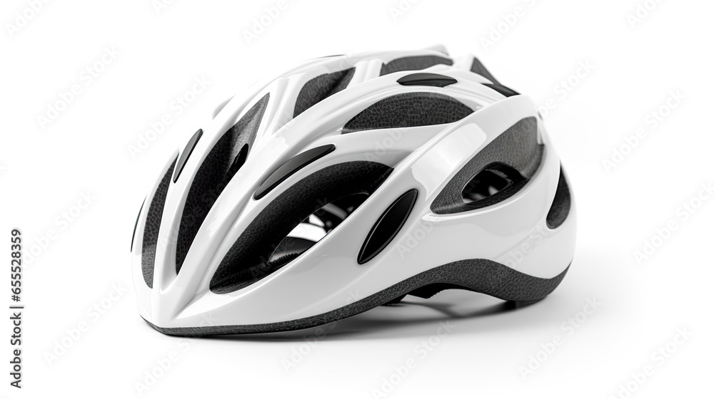 a white bicycle helmet isolated on white background. safety helmet. Generative Ai a white bicycle helmet isolated on white background. safety helmet. Generative Ai