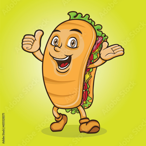 Sandwich Mascot Design Smile Happy