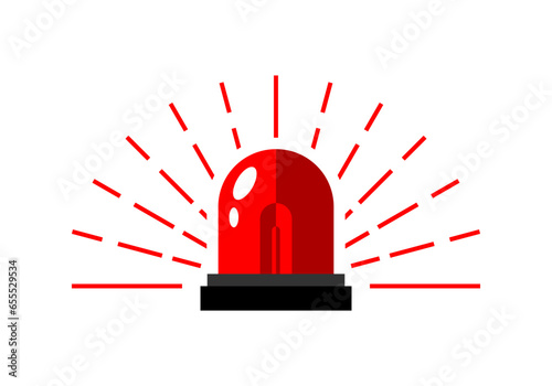 Red alarm siren emergency fighing light icon flat vector design