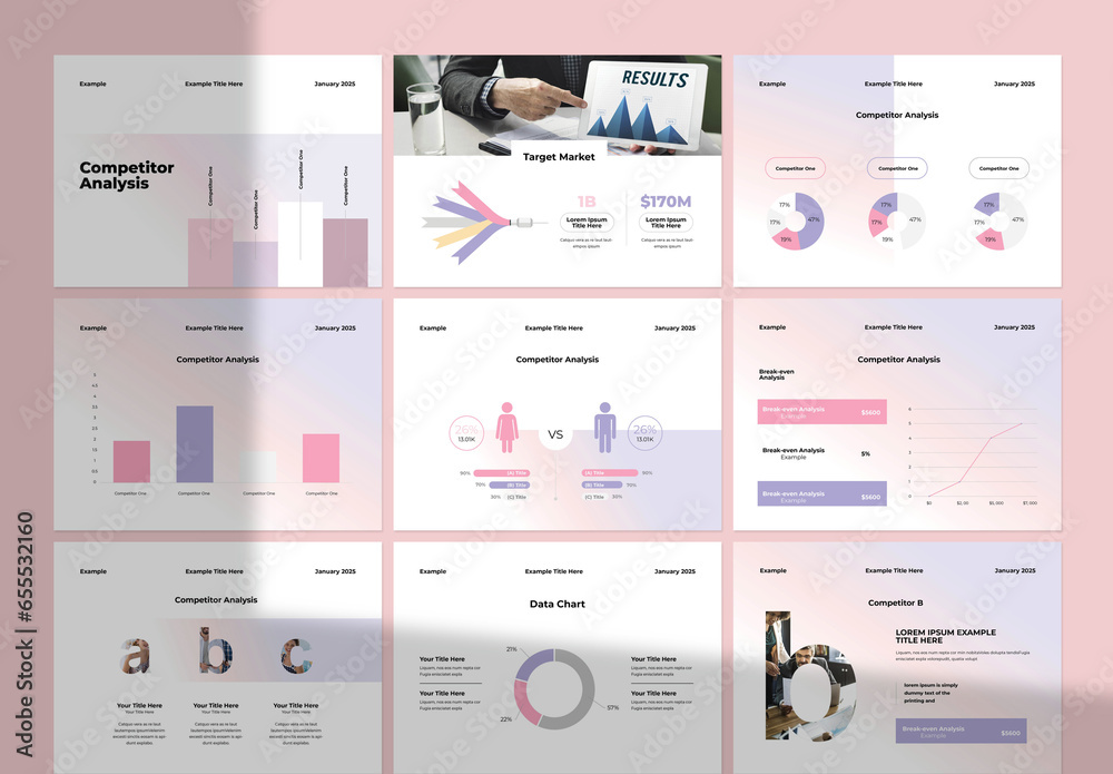 Competitor Analysis Square Brochure Layout Stock Template | Adobe Stock