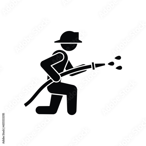 Firefighter worker icon design. Fireman with a fire hose icon. isolated on white background. vector illustration