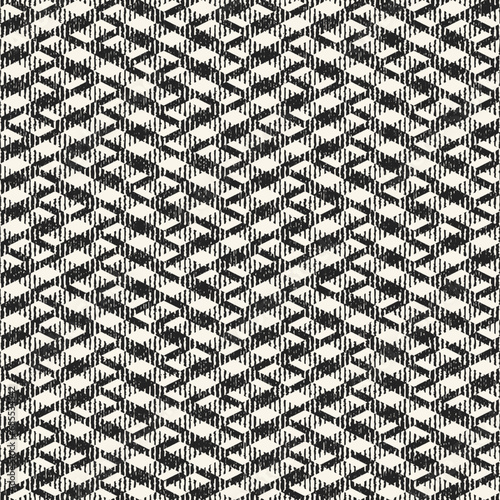Monochrome Distressed Mesh Textured Zigzag Pattern