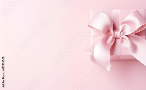 Pink bow gift box on isolated pastel background