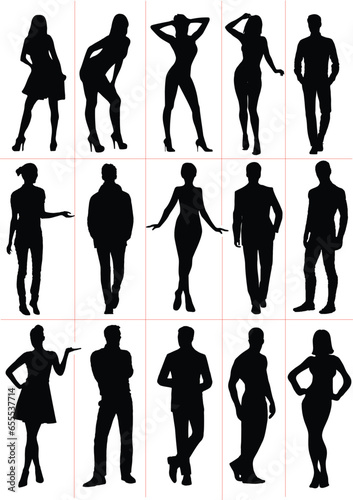 Men and women silhouette.