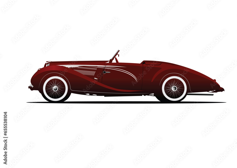 1950's Luxury Cabriolet  on isolated white background.