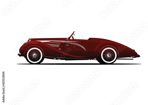 1950 s Luxury Cabriolet  on isolated white background.