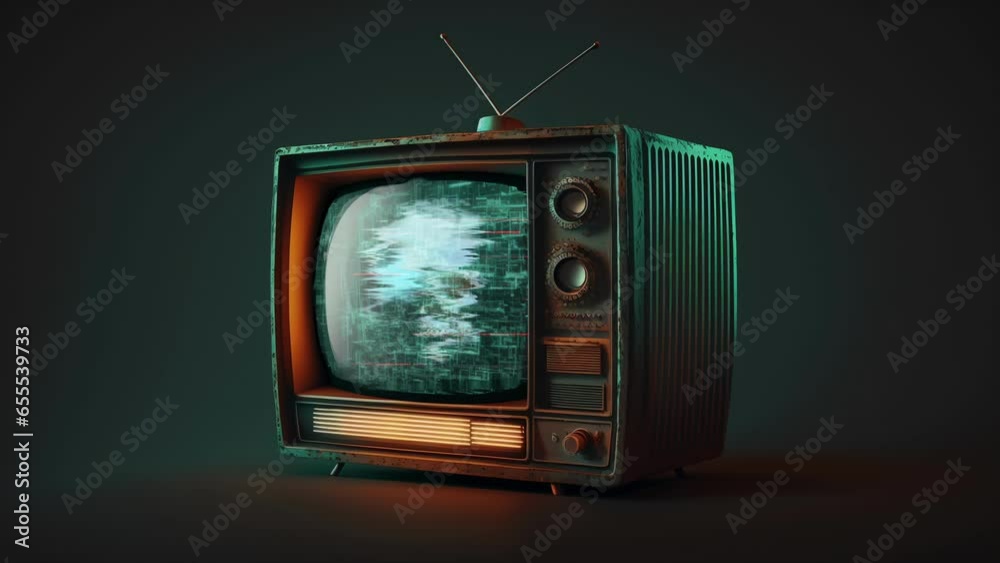 Retro Haunted TV with Spooky Ghost Skull. Looping. Halloween Television