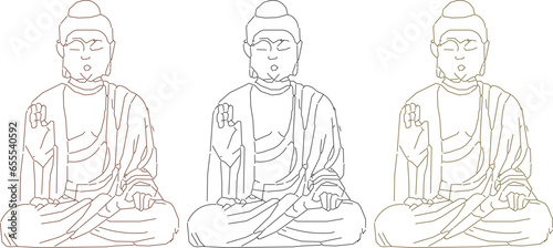 Vector sketch illustration design of Buddha sitting meditation for peace of mind 
