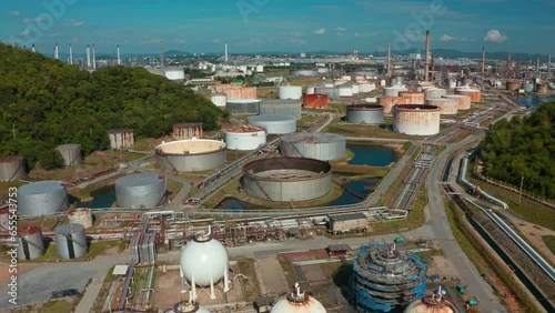 High angle view oil refinery industry suitable for energy background.