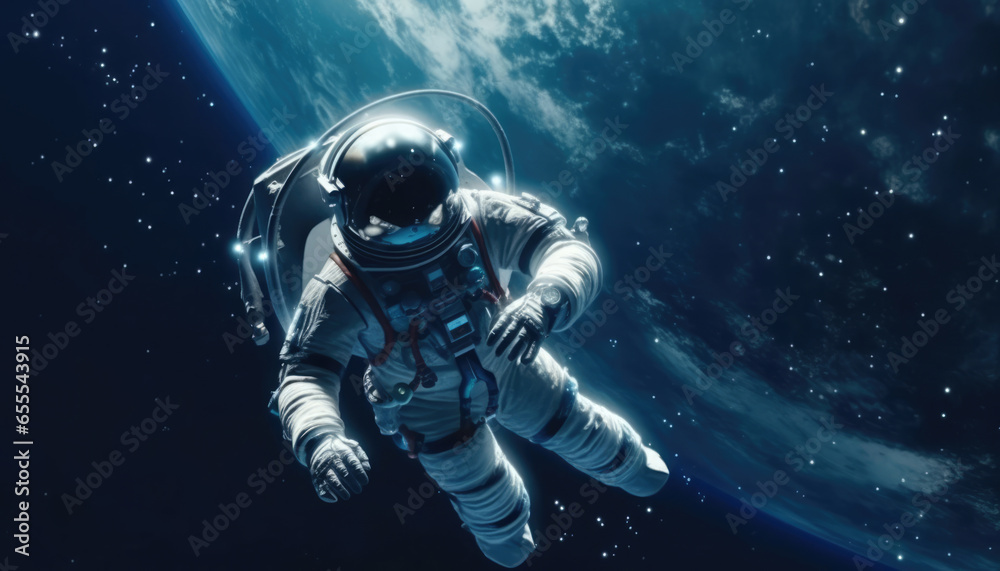 Astronaut floating gracefully in the serene vastness of outer space